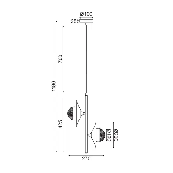 Полилей HYDRA HL4302P27BC Aca Lighting 2xG9 | Osvetlenieto.bg
