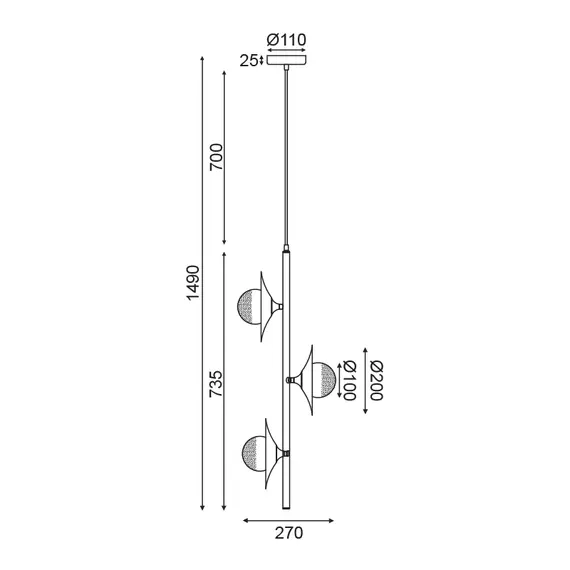 Полилей HYDRA HL4303P27BC Aca Lighting 3xG9 | Osvetlenieto.bg