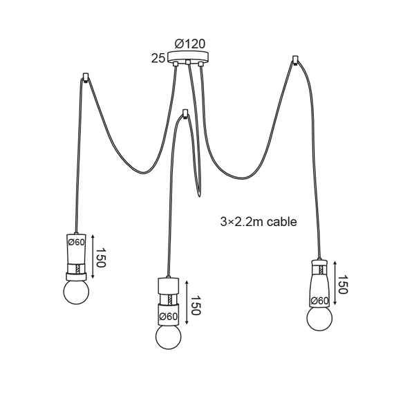Полилей MEMPHIS OD783P80 Aca lighting 3xE27 | Osvetlenieto.bg