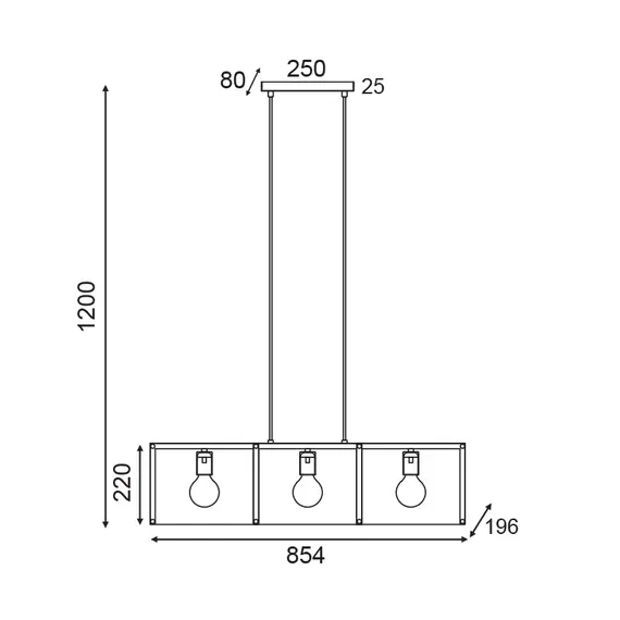 Полилей MORDOR HM843P85BK Aca Lighting 3xE27 | Osvetlenieto.bg