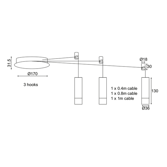 Полилей TERES YL22C3BK Aca Lighting 3xG9 | Osvetlenieto.bg