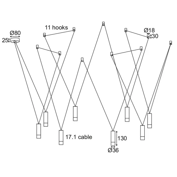 Полилей TERES YL22P8BK Aca Lighting 8xG9 | Osvetlenieto.bg