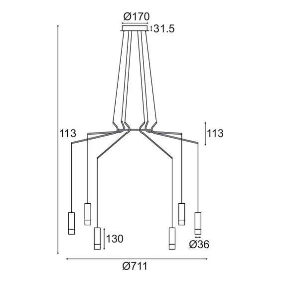 Полилей TERES YL23P6BK Aca Lighting 6xG9 | Osvetlenieto.bg