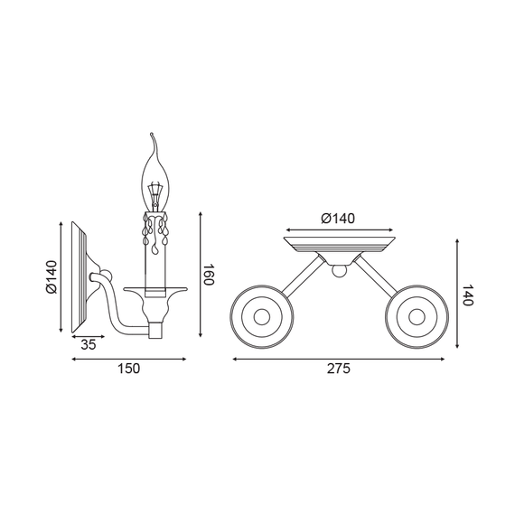 Аплик LYON EG5872W28R Aca Lighting 2xE14 | Osvetlenieto.bg Аплик LYON EG5872W28R Aca Lighting 2xE14 | Osvetlenieto.bg