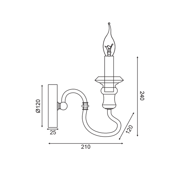 Аплик TOULOUSE EG171W12R Aca Lighting 1xE14 | Osvetlenieto.bg