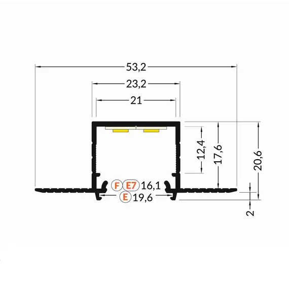 Бял LED профил за вграждане LINEA-IN20 TRIMLESS EF 2000 | Osvetlenieto.bg