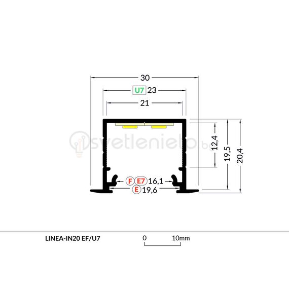 Черен LED профил за вграждане LINEA-IN20 2000 | Osvetlenieto.bg