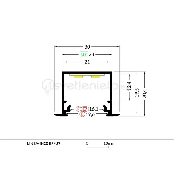 Черен LED профил за вграждане LINEA-IN20 2000 | Osvetlenieto.bg