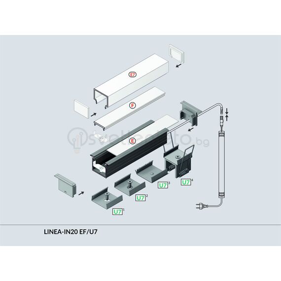 Черен LED профил за вграждане LINEA-IN20 2000 | Osvetlenieto.bg