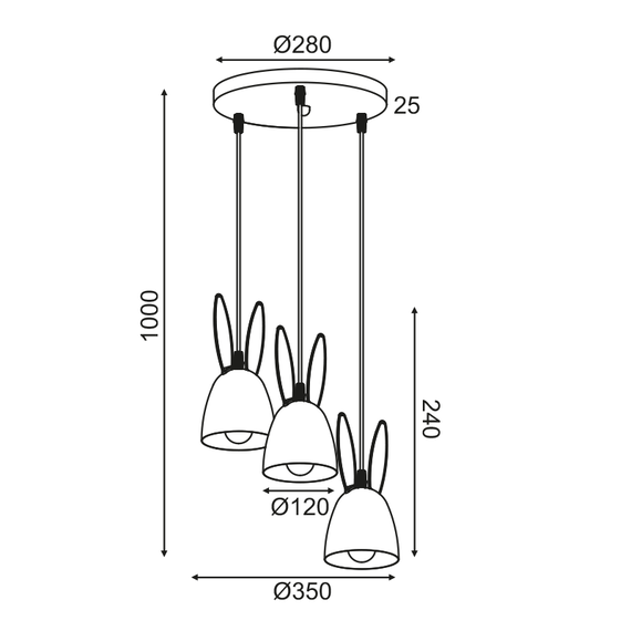 Детски полилей BUNNY ZM73P35P Aca Lighting 3xE27 | Osvetlenieto.bg