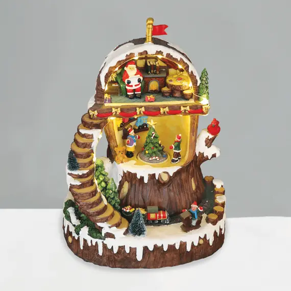 Коледна декорация WOOD SANTA’S HOUSE X0328 Aca Lighting | Osvetlenieto.bg