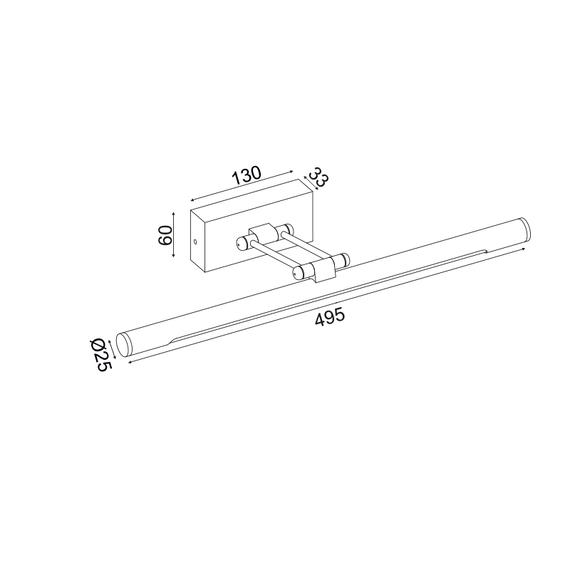 LED Аплик за баня RIO PN10LEDW50BK Aca Lighting 12W 3000K | Osvetlenieto.bg