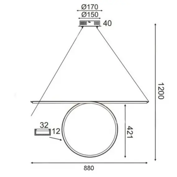 LED Полилей ZERO HM98LEDP88BK Aca Lighting 43W 3000K | Osvetlenieto.bg