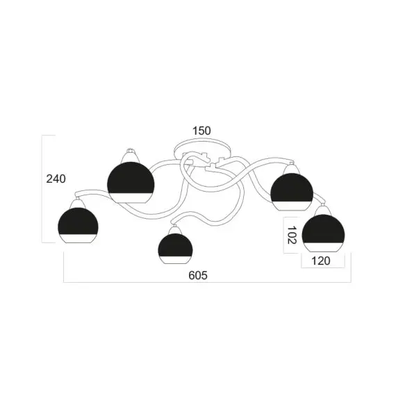 Модерен плафон ALIEN TNK81444CG5H Aca Lighting 5xE27 | Osvetlenieto.bg