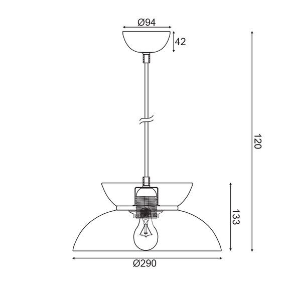 Пендел AEOLUS KS871P29BK Aca Lighting 1xE27 | Osvetlenieto.bg
