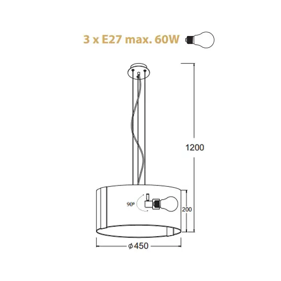 Пендел DIONE OYD10087ASP3 Aca Lighting 3xE27 | Osvetlenieto.bg