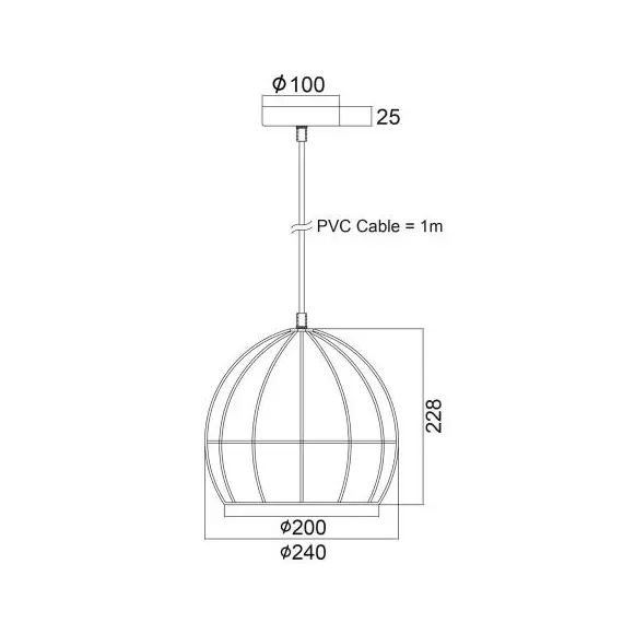 Пендел PROMETHEUS KS202925BK Aca Lighting 1xE27 | Osvetlenieto.bg