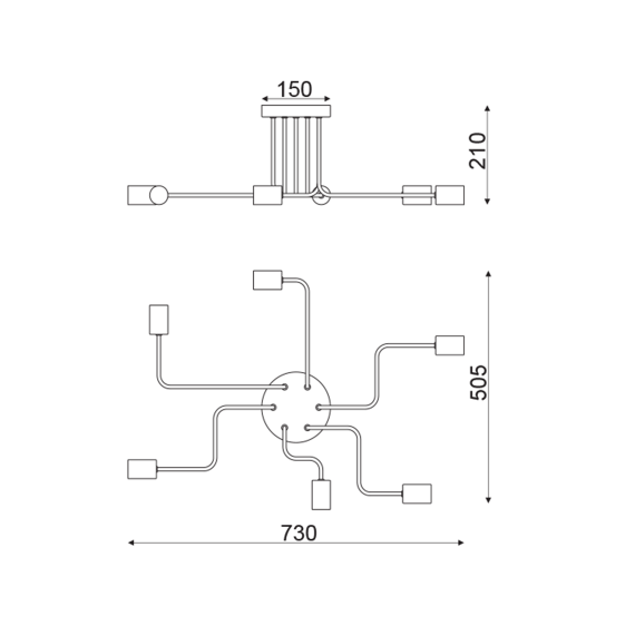 Плафон COBRA TNK933846CBK Aca Lighting 6xE27 | Osvetlenieto.bg Плафон COBRA TNK933846CBK Aca Lighting 6xE27 | Osvetlenieto.bg