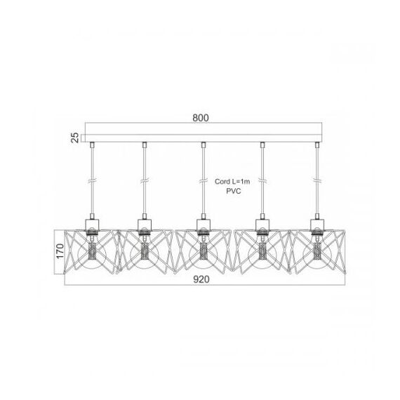 Полилей ANDY KS1462P5BK Aca Lighting 5xE27 | Osvetlenieto.bg
