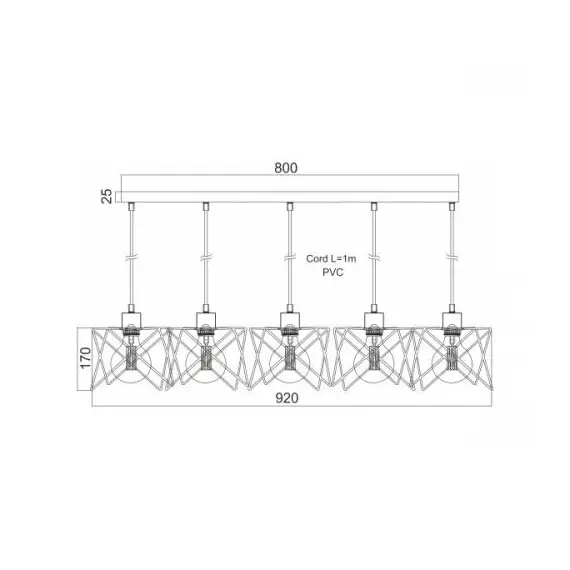 Полилей ANDY KS1462P5BK Aca Lighting 5xE27 | Osvetlenieto.bg