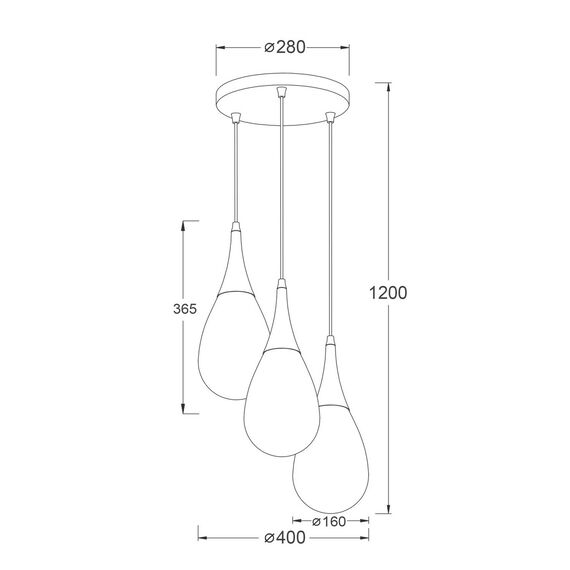 Полилей ATENA OD53423RBK Aca Lighting 3xE14 | Osvetlenieto.bg