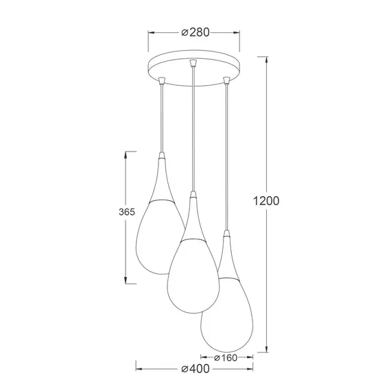 Полилей ATENA OD53423RBK Aca Lighting 3xE14 | Osvetlenieto.bg