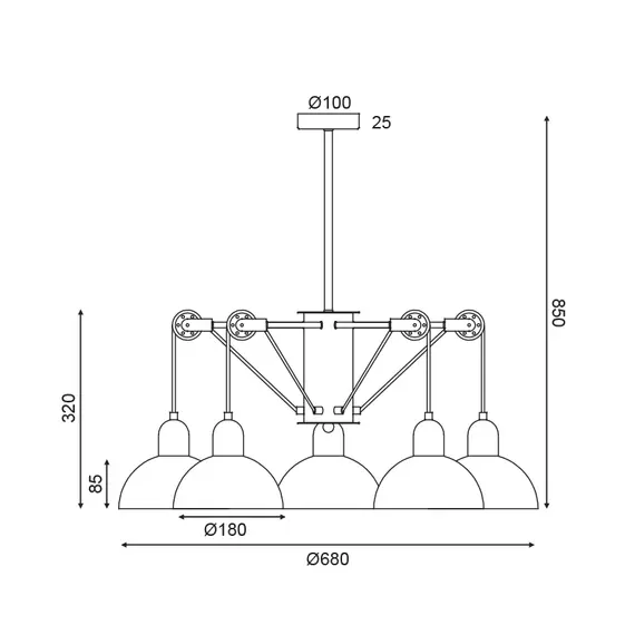 Полилей CEZANNE EG5795P58G Aca Lighting 5xE14 | Osvetlenieto.bg
