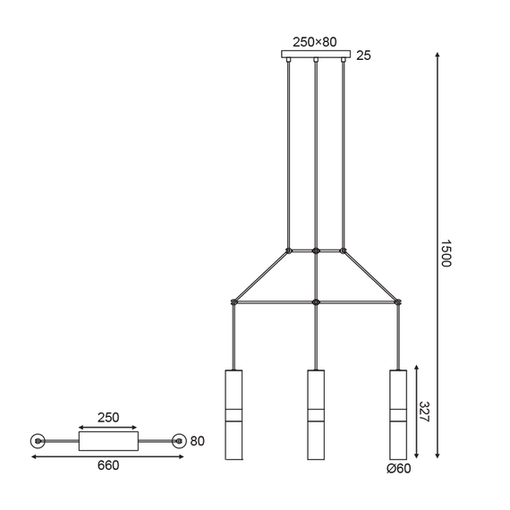 Полилей DA VINCI HM853P66BR Aca Lighting 3xGU10 | Osvetlenieto.bg