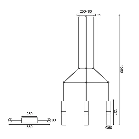 Полилей DA VINCI HM853P66WH Aca Lighting 3xGU10 | Osvetlenieto.bg
