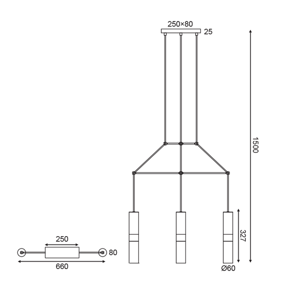 Полилей DA VINCI HM853P66WH Aca Lighting 3xGU10 | Osvetlenieto.bg