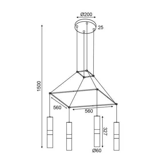 Полилей DA VINCI HM854P56BK Aca Lighting 4xGU10 | Osvetlenieto.bg