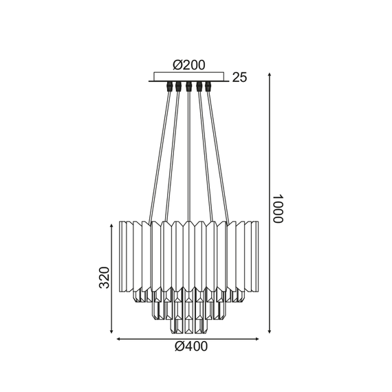 Полилей EMPIRE EG6175P40CG Aca Lighting 5xE14 | Osvetlenieto.bg