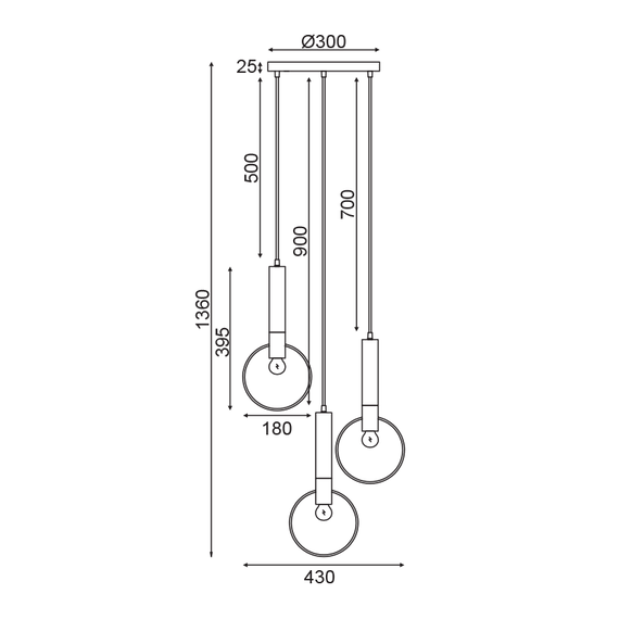 Полилей MIRACOLO HL39973P44BB Aca Lighting 3xE27 | Osvetlenieto.bg