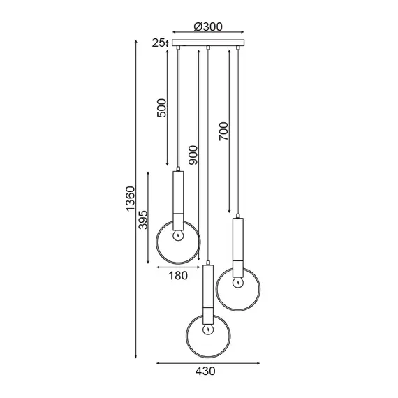 Полилей MIRACOLO HL39973P44BB Aca Lighting 3xE27 | Osvetlenieto.bg