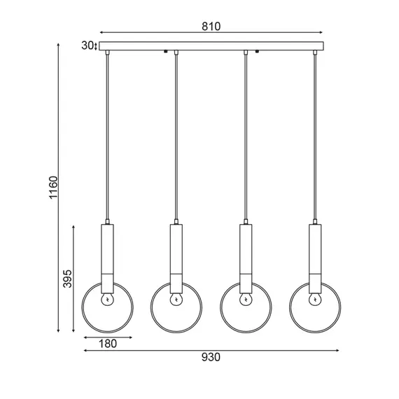 Полилей MIRACOLO HL39974P94BB Aca Lighting 4xE27 | Osvetlenieto.bg
