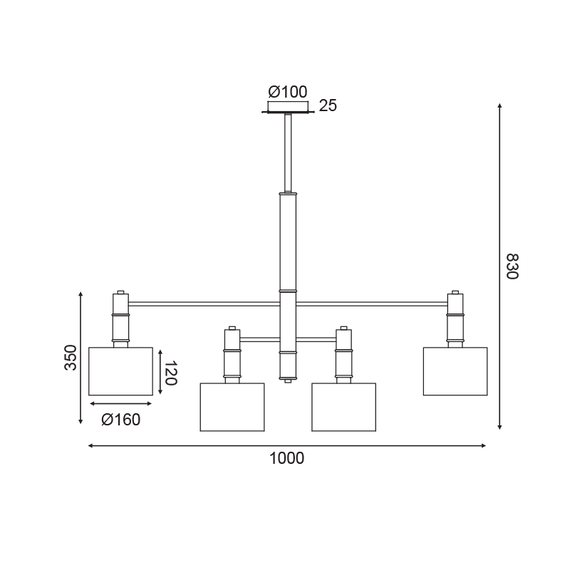 Полилей MIZAR EG224P100BG Aca Lighting 4xE14 | Osvetlenieto.bg