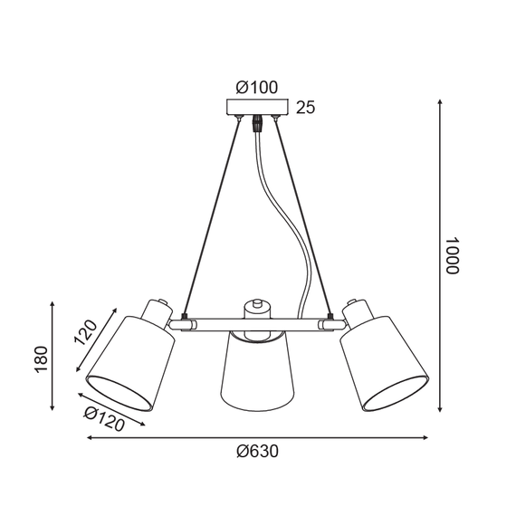 Полилей NORMA EG213P63BK Aca Lighting 3xE14 | Osvetlenieto.bg