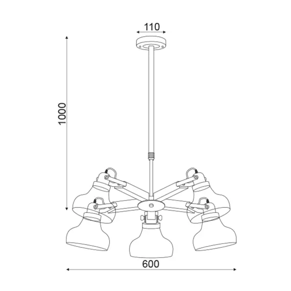 Полилей PARALIA OD905005P Aca Lighting 5xE27 | Osvetlenieto.bg