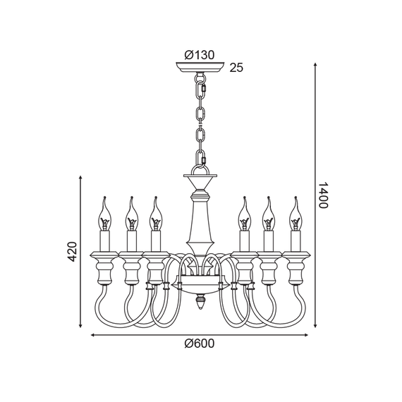 Полилей TOULOUSE EG176P60R Aca Lighting 6xE14 | Osvetlenieto.bg Полилей TOULOUSE EG176P60R Aca Lighting 6xE14 | Osvetlenieto.bg