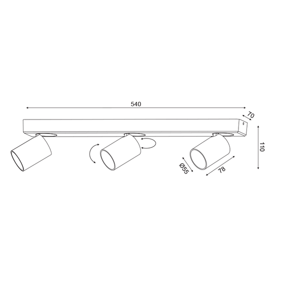 Спот ELITIS RA303S54BK Aca Lighting 3xGU10 | Osvetlenieto.bg