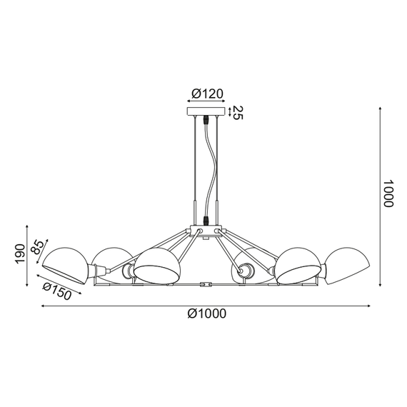 Винтидж полилей CLOTHO EG4346P100B Aca Lighting 6xE14 | Osvetlenieto.bg