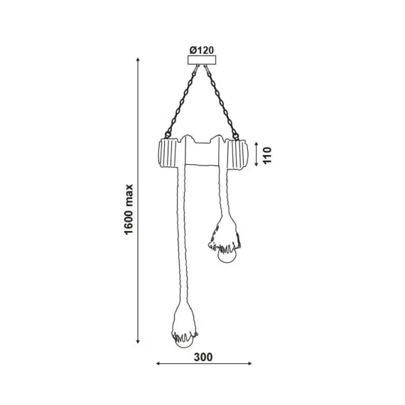 Винтидж полилей MERLIN 932302BBR Aca Lighting 2xE27 | Osvetlenieto.bg