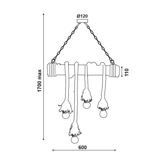Винтидж полилей MERLIN 932604BBR Aca Lighting 4xE27 | Osvetlenieto.bg