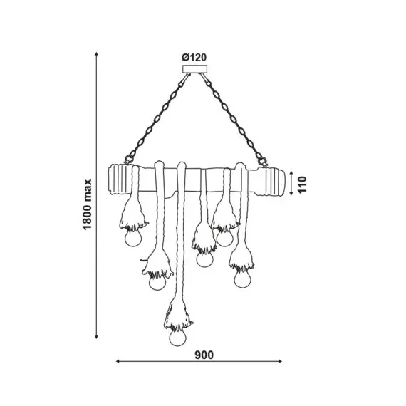 Винтидж полилей MERLIN 932906BBR Aca Lighting 6xE27 | Osvetlenieto.bg