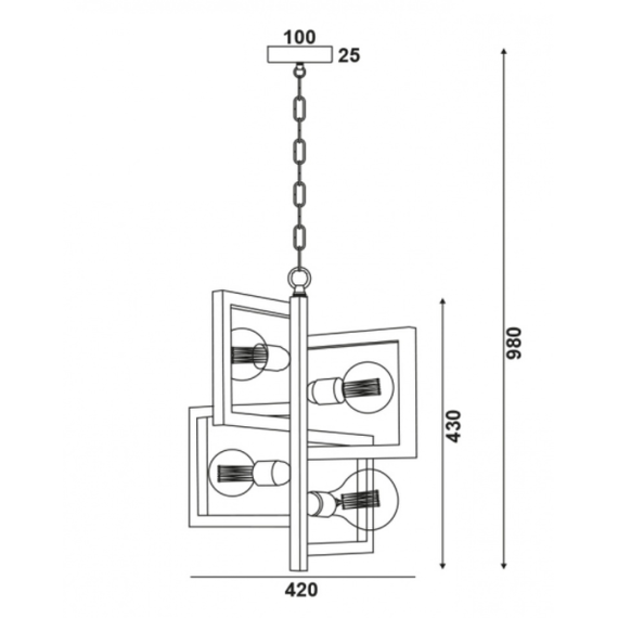Винтидж полилей SIRIUS KS14254BK Aca Lighting 4xE27 | Osvetlenieto.bg Винтидж полилей SIRIUS KS14254BK Aca Lighting 4xE27 | Osvetlenieto.bg