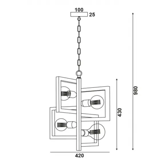 Винтидж полилей SIRIUS KS14254BK Aca Lighting 4xE27 | Osvetlenieto.bg