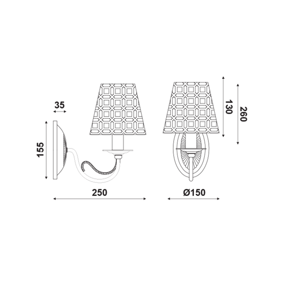 Аплик EDAM EG169751WBC Aca Lighting 1xE14 | Osvetlenieto.bg