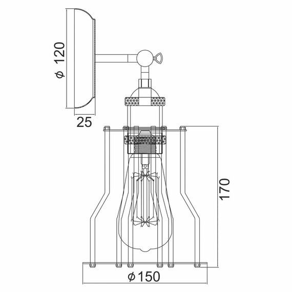 Аплик SOTIS KS1342W151BK Aca Lighting 1xE27 | Osvetlenieto.bg