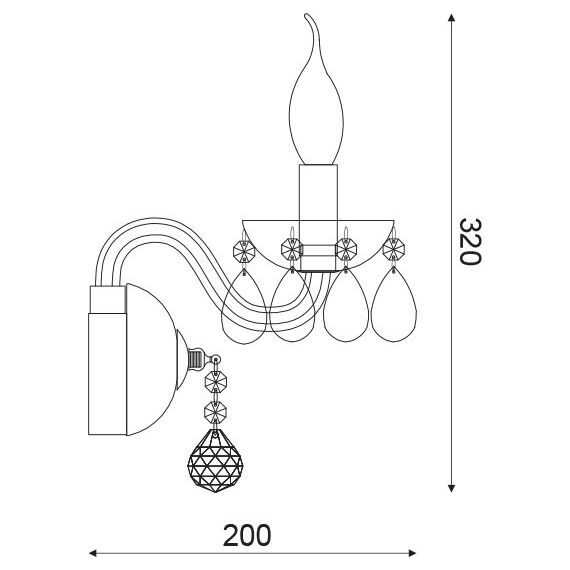 Аплик TULIA BLK82041WSGC Aca Lighting 1xE14 | Osvetlenieto.bg