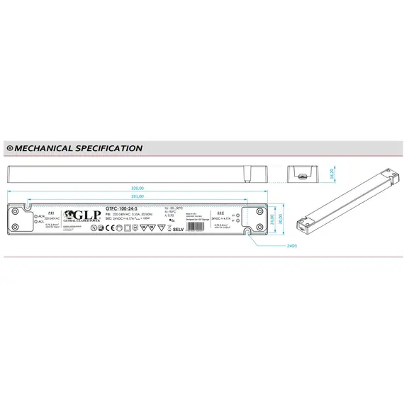 LED захранване SLIM 100W 24V GLP GTPC-100-24-S | Osvetlenieto.bg